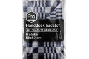 Handdoek wit/blauw geblokt