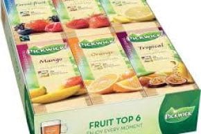 Pickwick thee top 6 fruitsmaken, 6 doosjes van 25 stuks à 1,5 gram per zakje