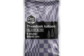 Theedoek wit/blauw geblokt